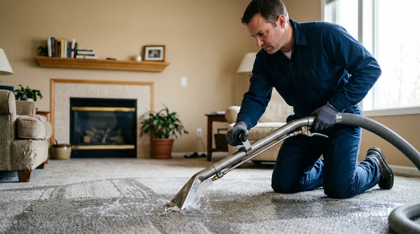 Water damage restoration technician working near Shoals, IN